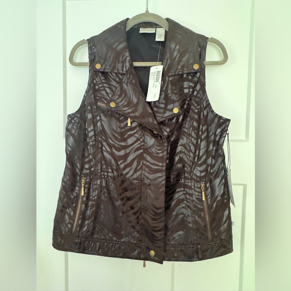 Brown Sleeveless Women's Jacket, a Chicos Sz1
